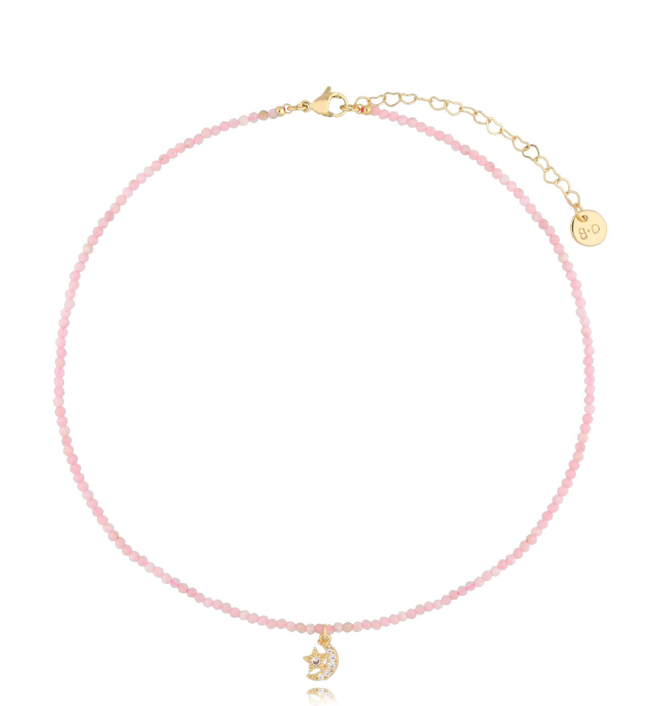 Naszyjnik z opalami różowymi i księżycem Lifestyle NTW1224