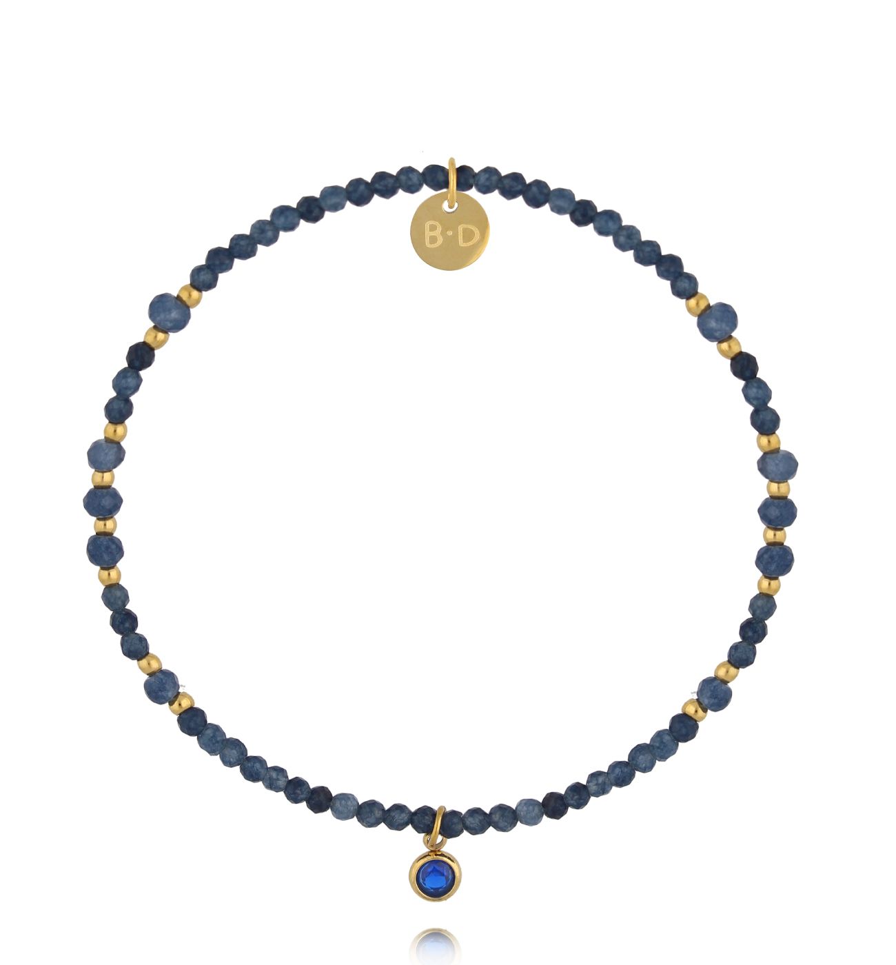 Bransoletka z niebieskiego jadeitu z delikatną zawieszką BTW3499