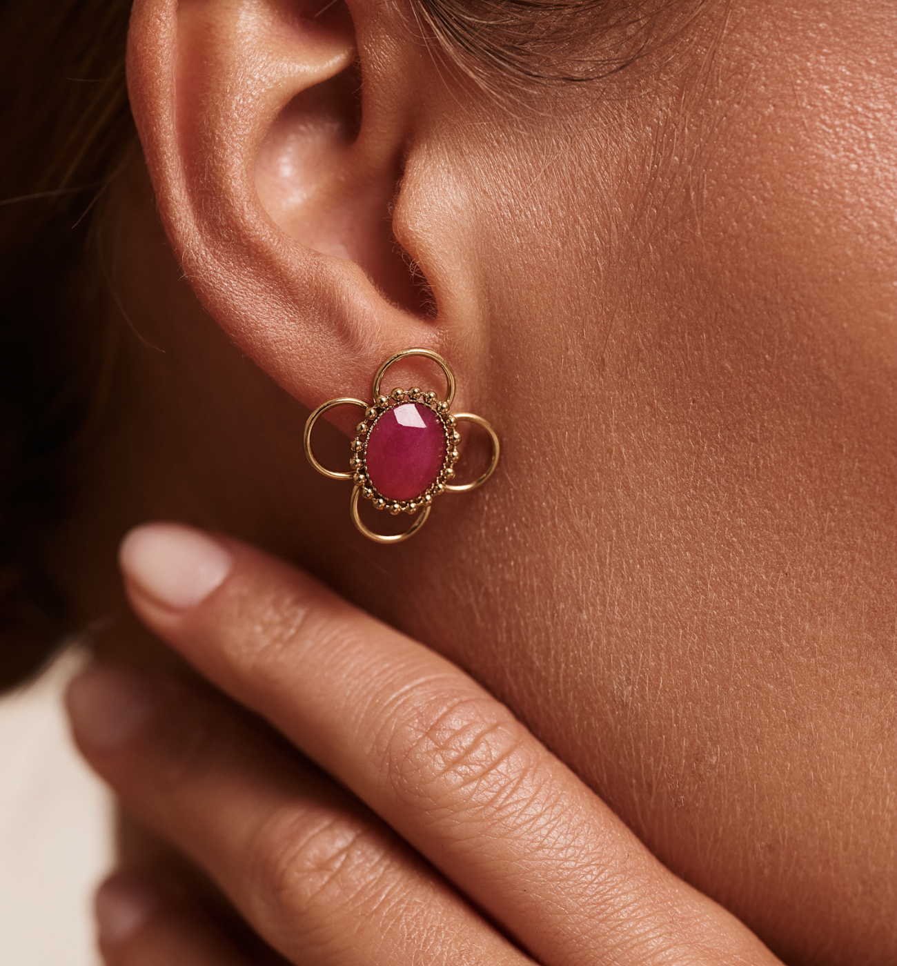 Kolczyki złocone z jadeitem KEA0010 - By Dziubeka