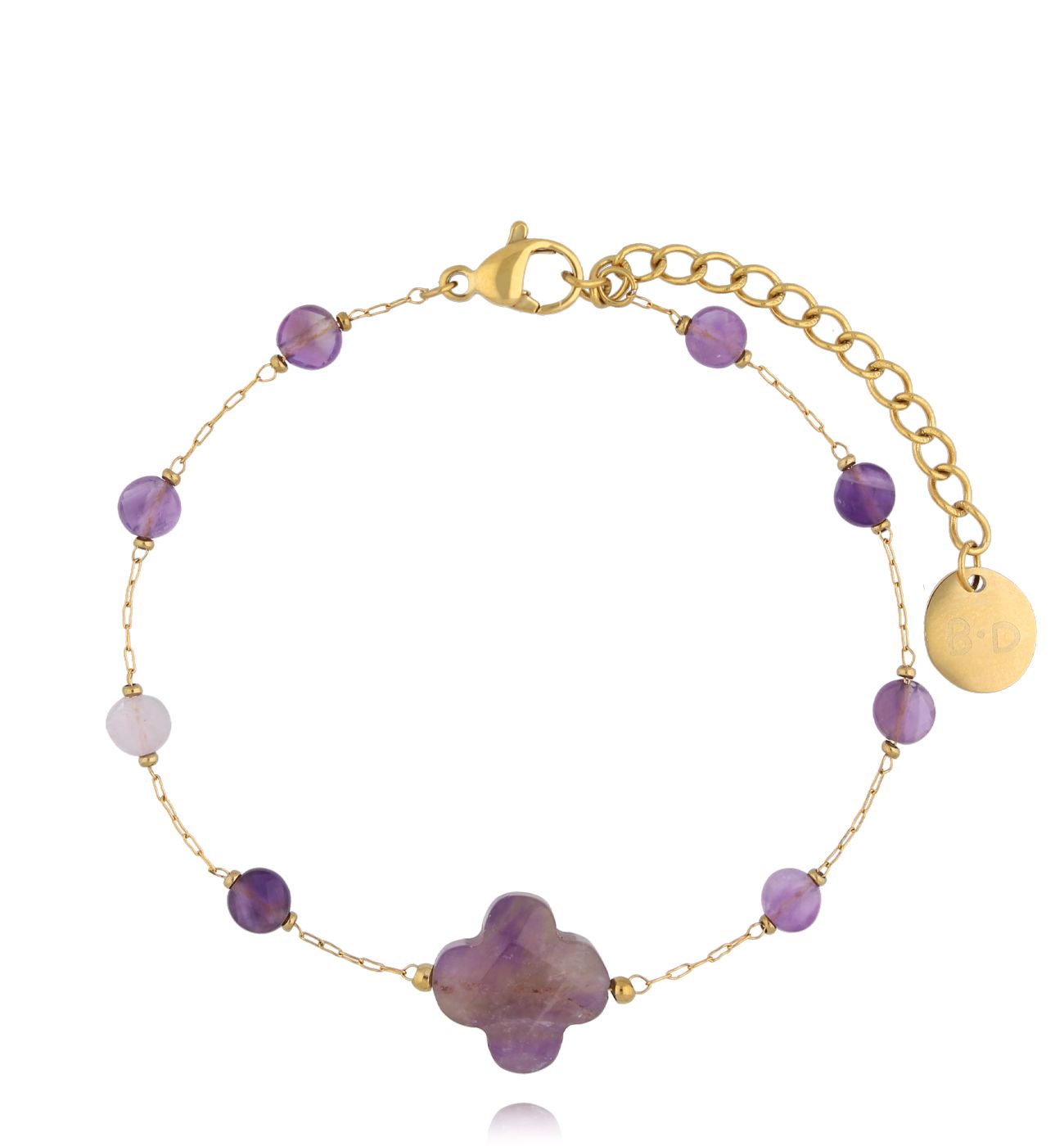 Bransoletka z koniczynką i ametystami - By Dziubeka