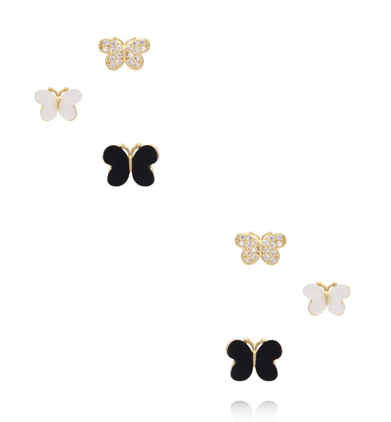 Zestaw złoconych kolczyków motylków KMB0030