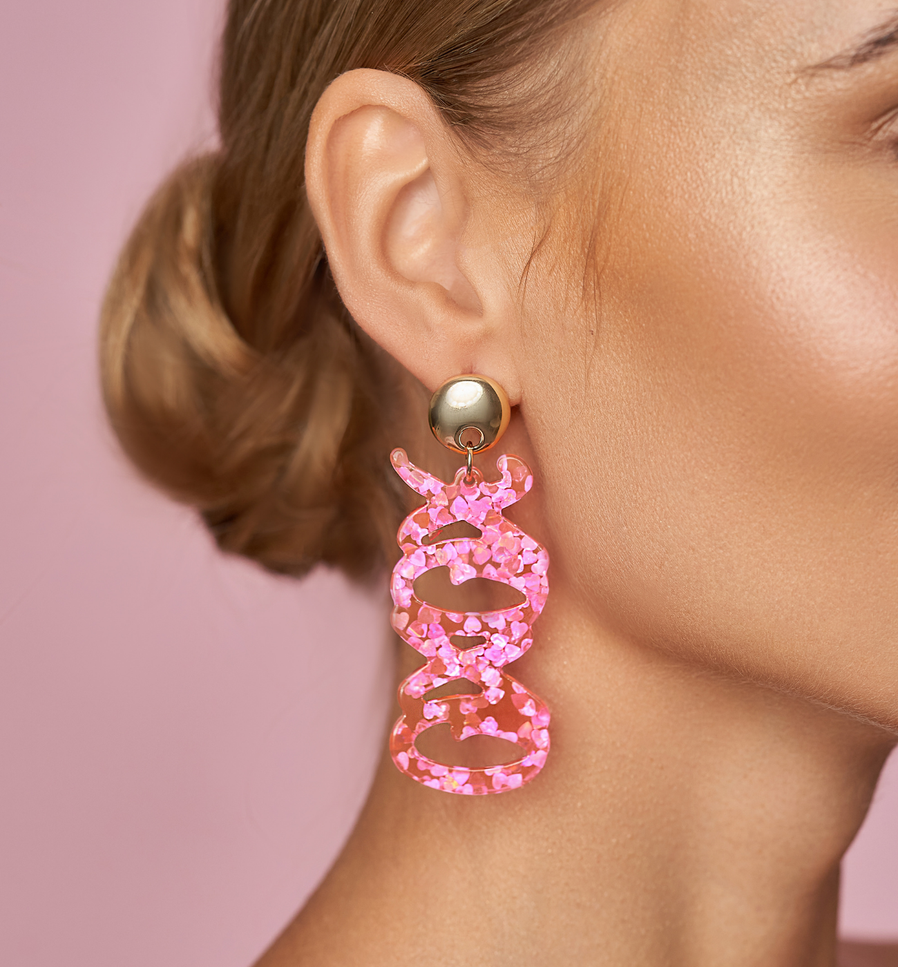 Kolczyki różowe XOXO KZA0217 - By Dziubeka