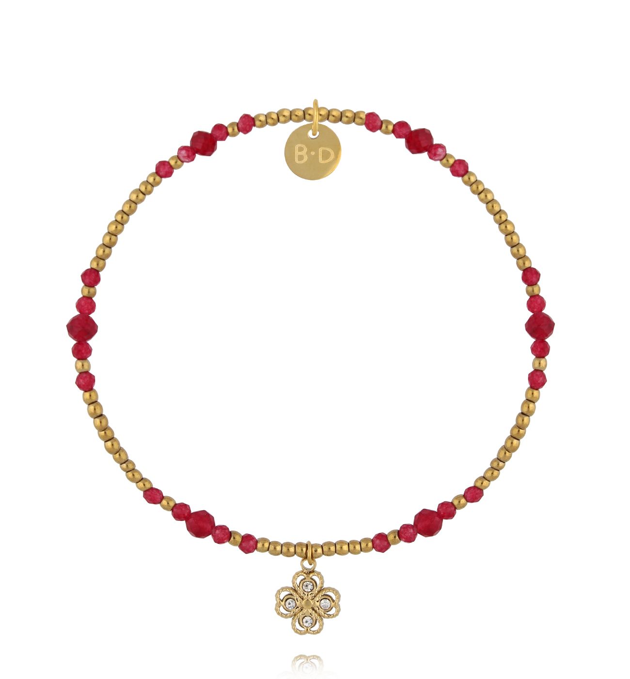 Bransoletka z jadeitu i zawieszką koniczyny BTW3525