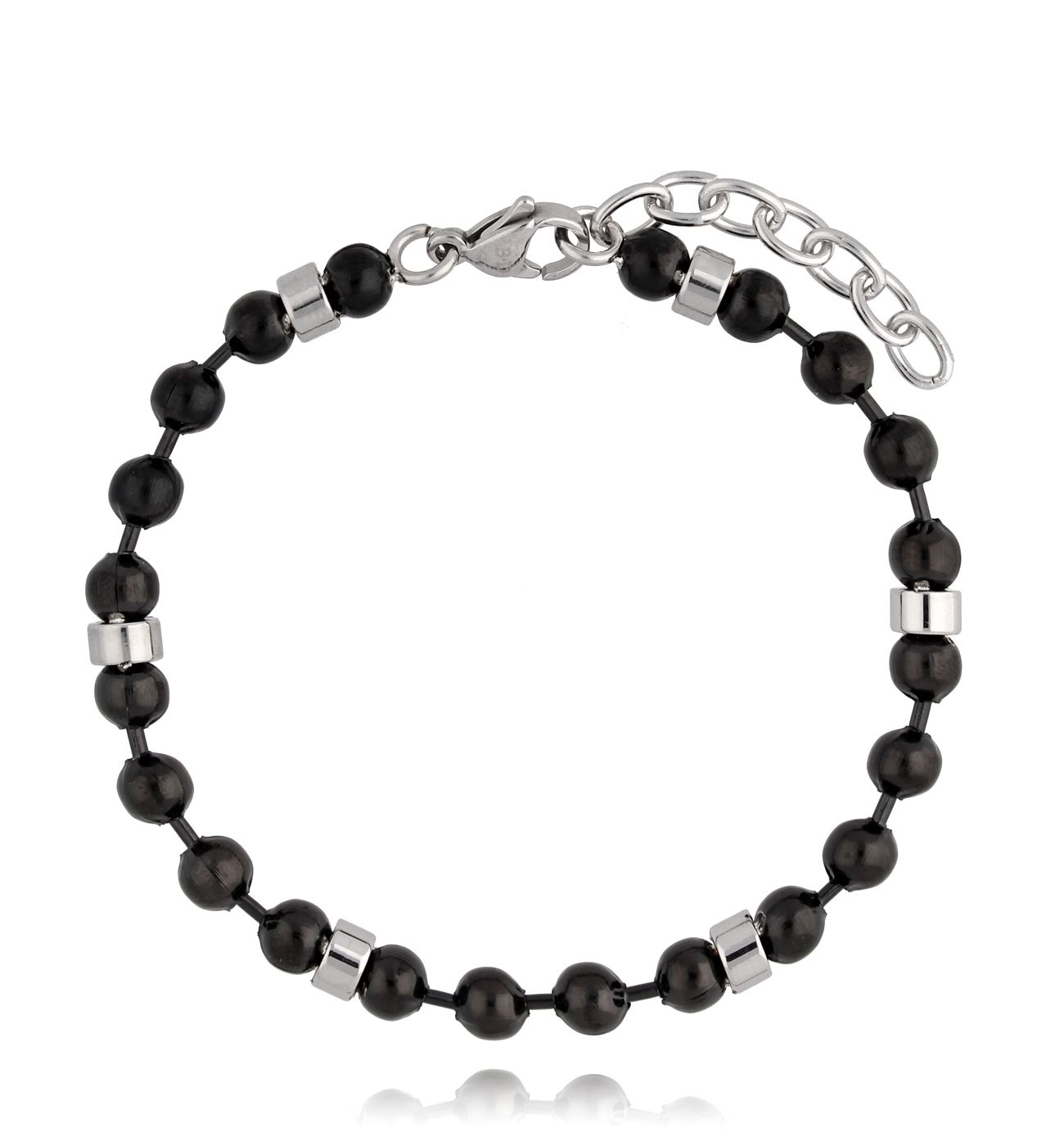 Bransoletka męska czarna z kulkami Levi 55 - By Dziubeka