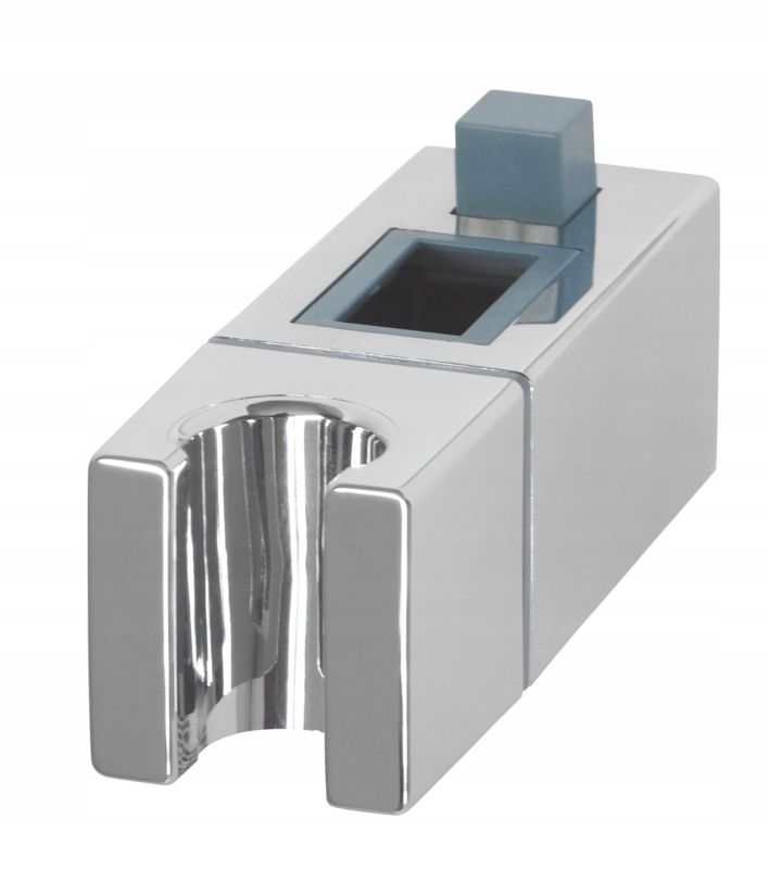 Uchwyt przesuwny na słuchawkę prysznicową do drążka prysznicowego Estiva RECT Chrome srebrny prostokątny 1 szt.