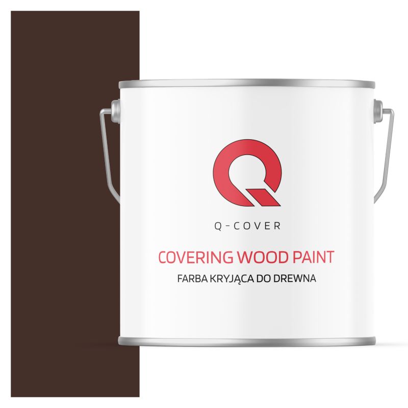 Farba Kryjąca do Drewna Q-Cover Czekoladowy Brąz RAL8017 Półmat 5L