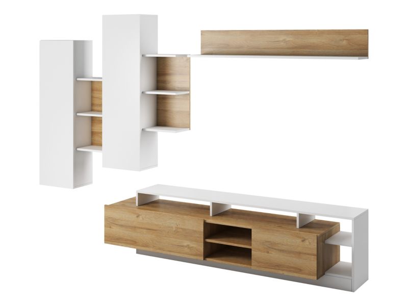 Meblościanka MIRJAN 24 Alva biały + grande oak 1 kpl.