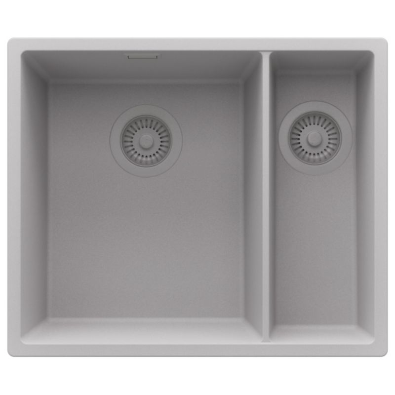 Zlewozmywak podblatowy Londyn Duo PRIMAGRAN 56x47cm do szafki od 60cm, Szary + Syfon, S009, 1 szt.