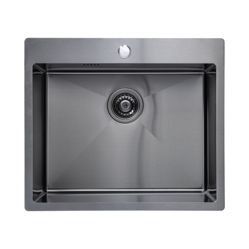 Zlewozmywak Jednokomorowy, Laveo, Grafit, Marmara, Stalowy, 51x59cm, z syfonem, 1 szt.