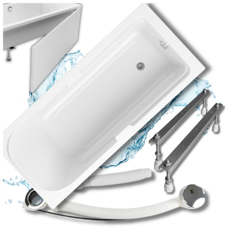 Wanna Prostokątna Akrylowa Granitan Melora biała 160x70cm Zabudowa Syfon Stelaż 1kpl.