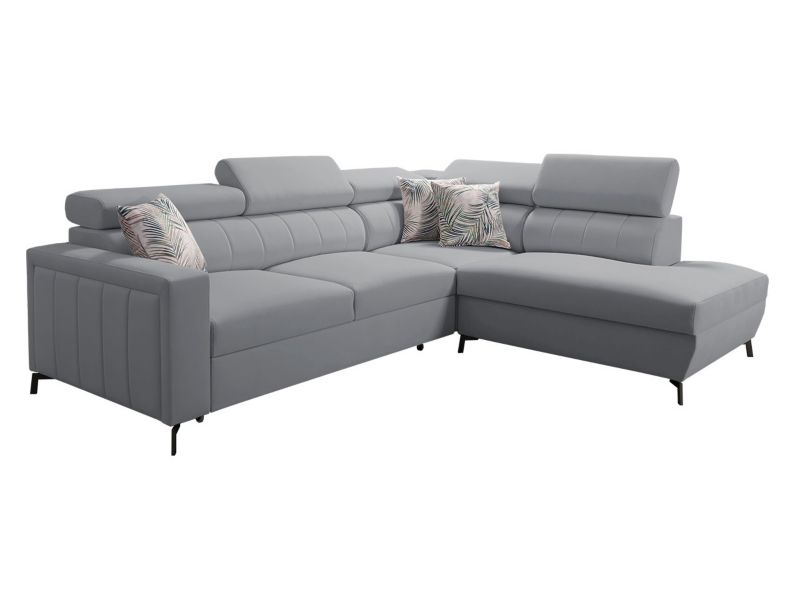 Narożnik z funkcją spania MIRJAN 24 Baltico III Maxi prawy gołębi szary/wzór w liście 1 szt.