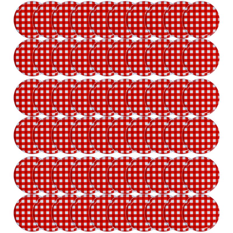 Pokrywki MODO24 wzór czerwona kratka dekielki zakrętki nakrętki wieczka wieka 82mm 60 szt