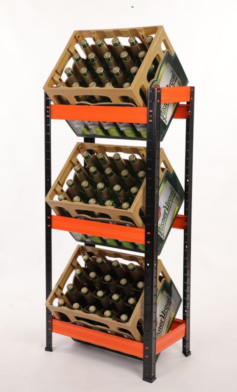 Regał metalowy na skrzynki MODO24 107 x 50 x 30 cm czarno-pomarańczowy 1 szt.