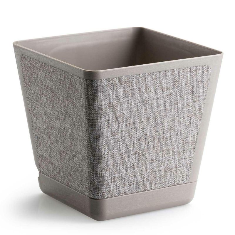Doniczka Pilea Texelle HowHomely taupe kwadratowa h18x18 cm 1 szt.