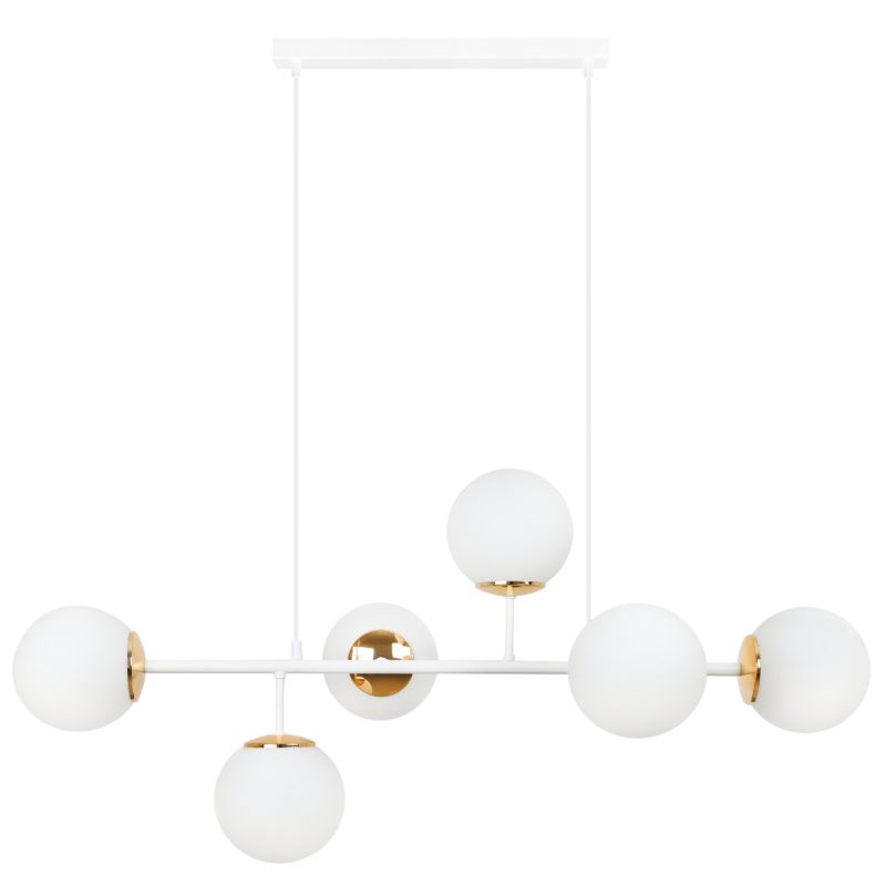 Lampa sufitowa wisząca Light Home LH Siena 6x E14 40W biały/złoty klosz biały 1szt.