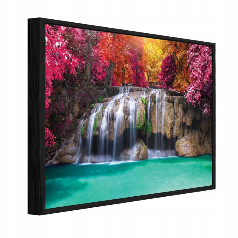 Obraz W Ramie WALLARENA Do Sypialni Salonu Na Płótnie Wodospad Krajobraz Las Kolorowy 120x80 cm PPR14744O20 1 szt.