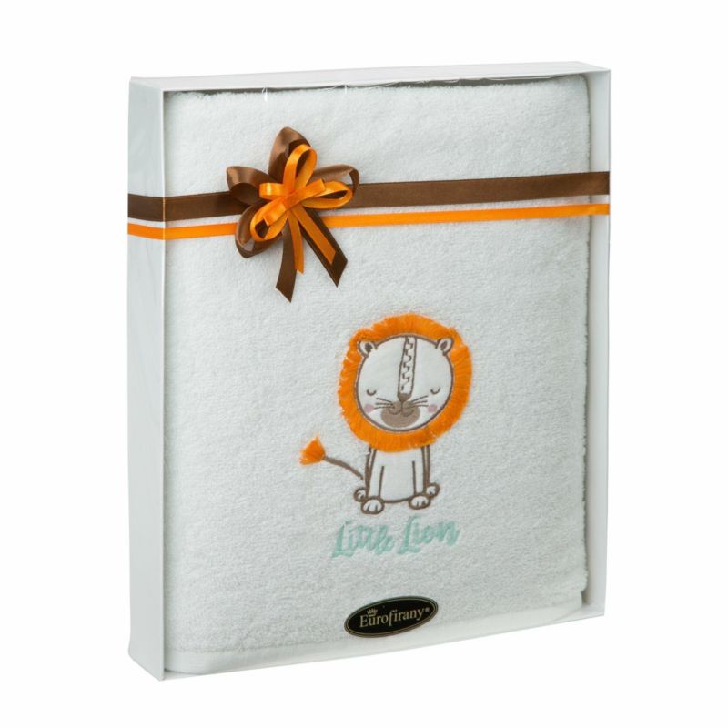 Ręcznik T/0539 Eurofirany 70 x 140 cm biała puszysta bawełna z motywem lwa 1 szt.