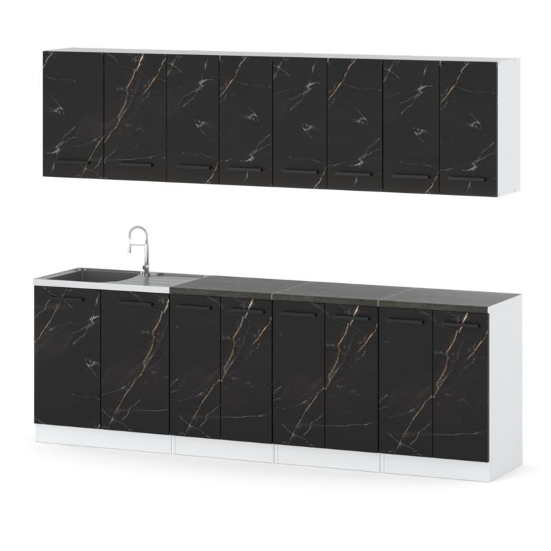 Zestaw Kuchenny Hurtownia-Mebli Z Blatem Kuchnia Vero 260cm Biały Mat San Sebastian 260x47x145 cm 1szt.