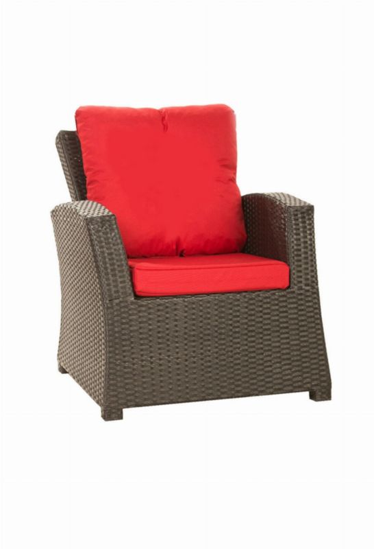 Poduszka na fotel ogrodowy Technorattan, Setgarden, 56x52x7cm + 56x50cm Czerwone dwustronne Poduszki na krzesło ogrodowe, 6szt