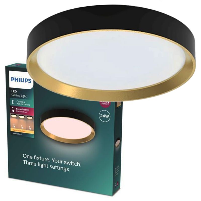 Lampa Sufitowa Philips Plafon LED 24W 2700lm 2700K Czarna 1 szt.