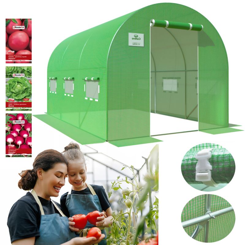 Tunel Foliowy Cultivo Ogrodowy Szklarnia 2x3 6m2 3x2 Zielony Warzywa Stelaż 1 szt