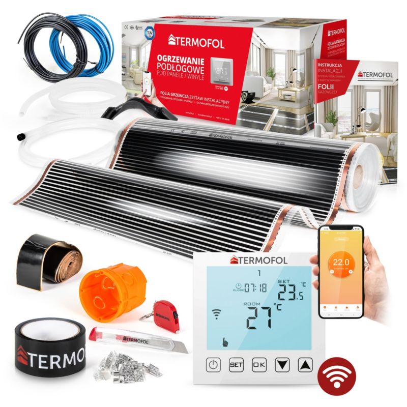 Zestaw folia grzewcza TERMOFOL podczerwień moc 60w 100cm pow. 6m² + wifi 1kpl