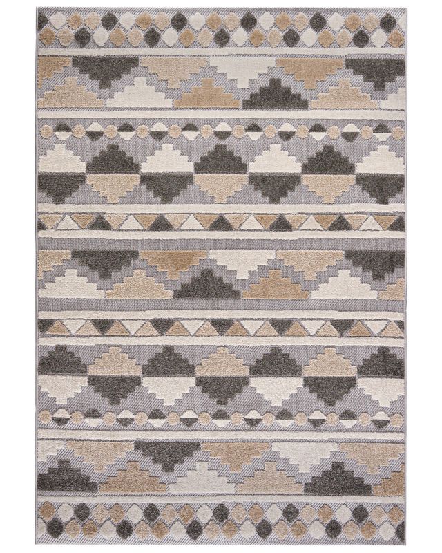 Dywan zewnętrzny/wewnętrzny etniczny Vasco Beige Mazovia 160x230cm wodoodporny na balkon, taras, beżowy, grafitowy, kremowy 1 szt.
