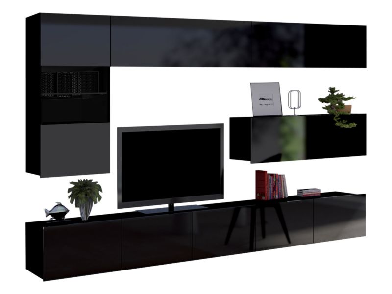 Meblościanka MIRJAN 24 Calabrini IV czarny / czarny połysk 1 kpl.