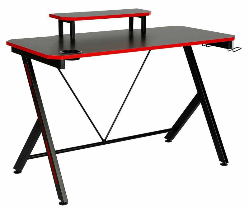 Biurko Viktor INTESI biurko gamingowe czarne z nadstawką i uchwytem na kubek 120 x 60 cm 1 szt.