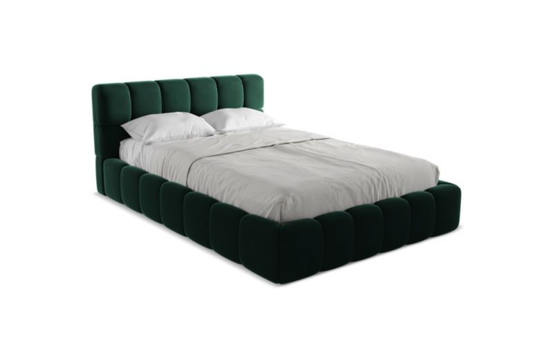 Łóżko LaMiaSofa Nalu z weluru 140x200 butelkowa zieleń 1 szt.