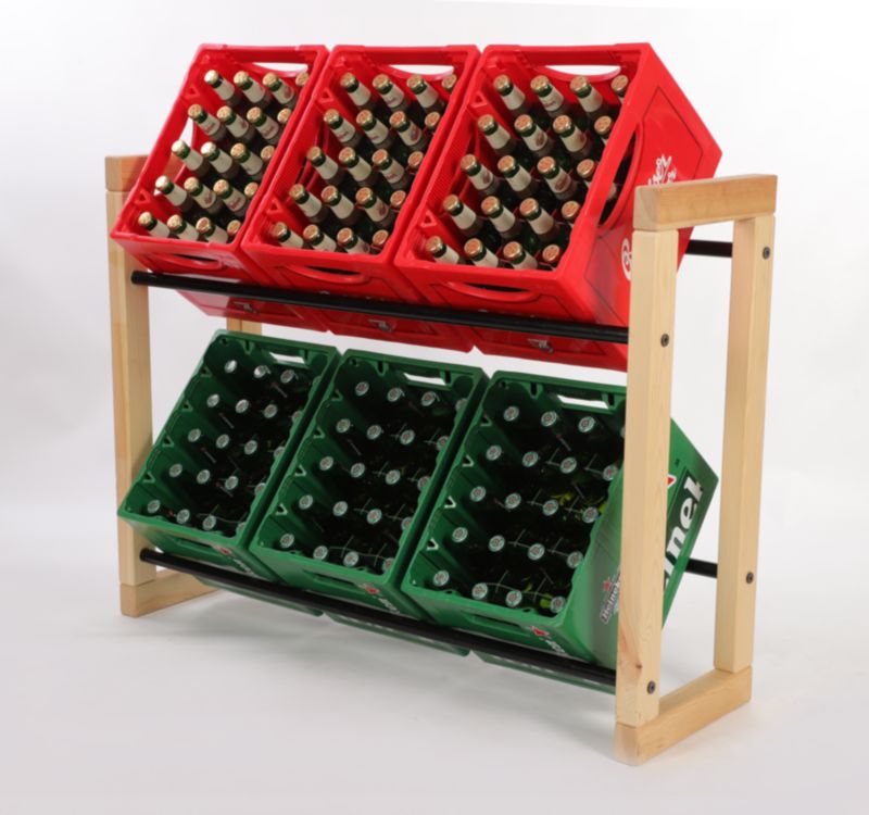 Regał na skrzynki na napoje MODO24 z metalowymi drążkami 85x112 cm naturalny 1 szt.