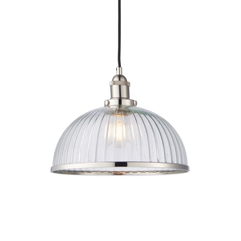 Lampa sufitowa żebrowany szklany klosz Endon HANSEN niklowana 1xE27x40W IP20 - 1 szt