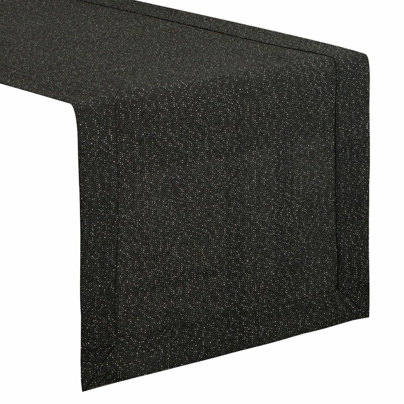 Bieżnik STELLA 1 Eurofirany 40 x 140 cm czarny o strukturze płótna z dodatkiem srebrnej nici 1 szt.