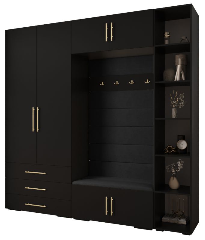 Garderoba do przedpokoju Abiks INOVA 3 Z10 czarny+złoty+manila18 1 szt.