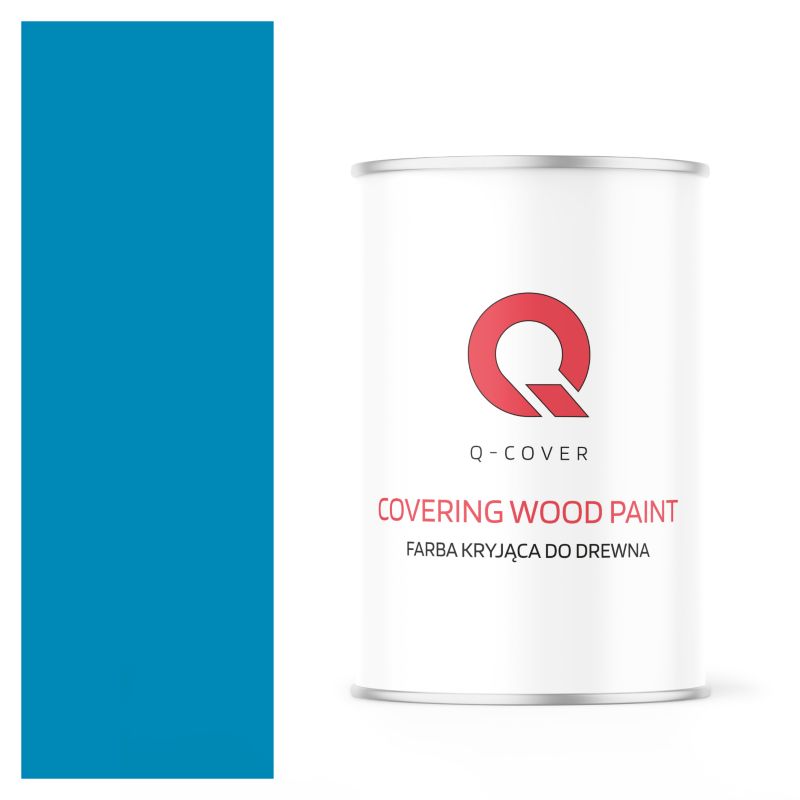 Farba Kryjąca do Drewna Q-Cover Niebieski Jasny RAL5012 Wysoki Połysk 1L
