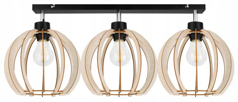 Lampa sufitowa wisząca Light Home LH Timber 3x E27 60W 24cm czarny 1szt.
