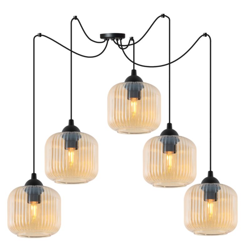 Lampa sufitowa wisząca Light Home LH Riffle Pająk Walec 5x E27 60W miodowy 1szt.