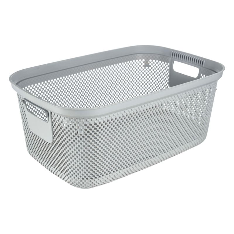 Kosz na pranie Keeeper Bosse 30l w kolorze szarym z przewiewnymi ściankami i uchwytami 53 x 34,5 x 22,5 cm, 1 szt.