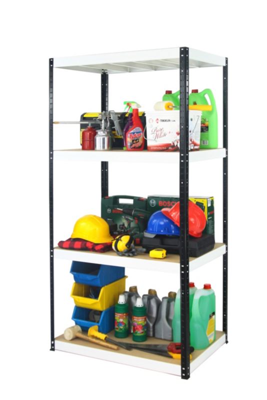 Regał metalowy MODO24 magazynowy garażowy czarno-biały helios 180x75x40cm 4 półki po 275 kg 1 szt.