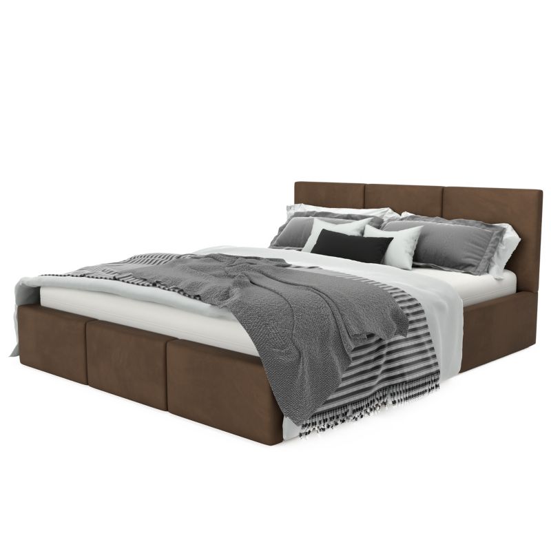 Łóżko Muralo Tapicerowane z Pojemnikiem Brązowe 140x200x88 cm 1szt.