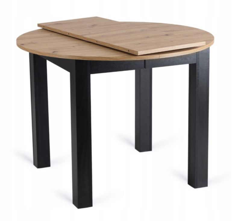 Stół Okrągły Harry 102-142 cm Mebel Elite Rozkładany Dąb Artisan/Czarny 1 szt