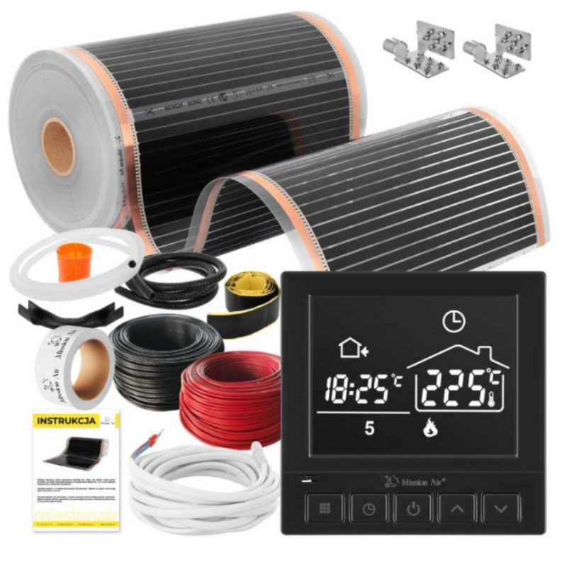 Zestaw folii grzewczych na podczerwień Mission Air IR SILVER 160W 8m²,szer.50cm + Taurus Czarny 1szt