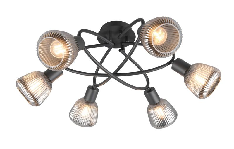 Lampa sufitowa wisząca Trio Tarifa 5869 czarna-chromowana retro 6xE14 x 1 szt.