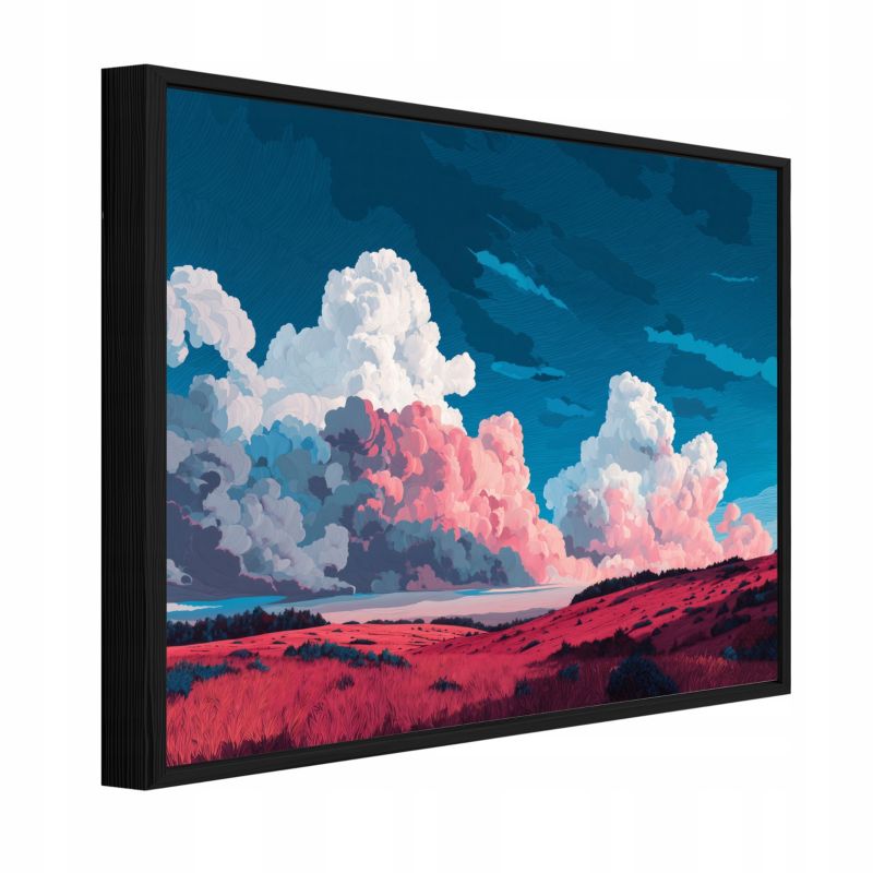 Obraz W Ramie WALLARENA Do Sypialni Salonu Na Płótnie Góry Pejzaż Akwarela Różowy 100x70 cm PPR16336O1 1 szt.