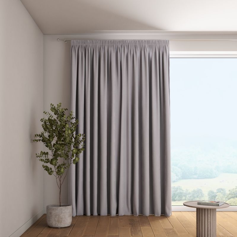 Zasłona na taśmie marszczącej 1 szt. 130 x 260 cm Dekoria srebrzysty szary 1 szt.