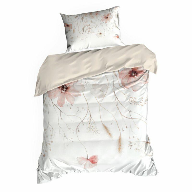 Pościel Premium24 Eurofirany 140 x 200 beżowo różowa bawełna satynowa 1 kpl.