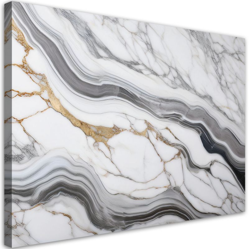 Obraz na płótnie Feeby Szary Marmur ze Złotem Abstrakcja 100x70cm 1szt