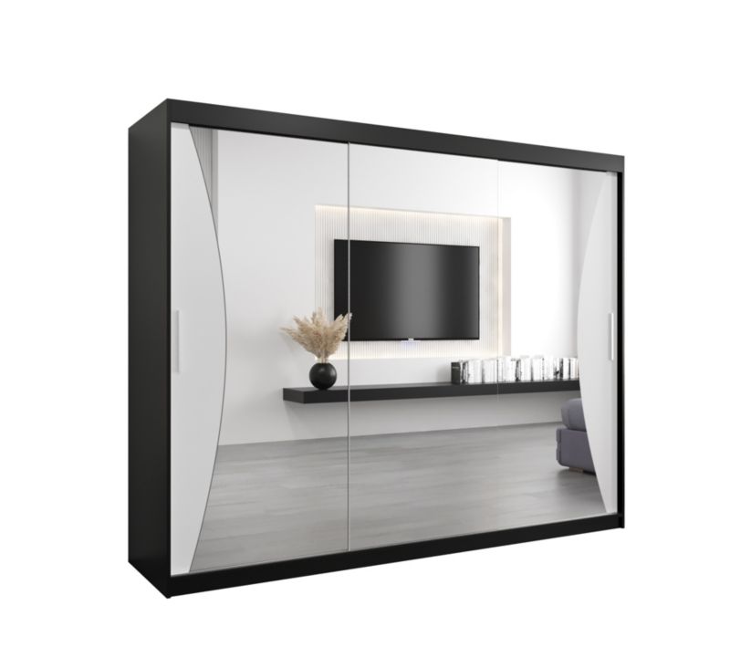 Szafa przesuwna Garderoba Abiks MONACO 250 czarny mat + biały mat 1 szt.