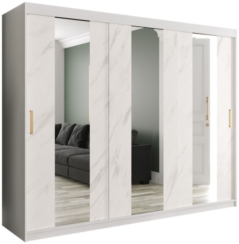 Szafa przesuwna Garderoba Abiks Marmur POLE 250 biały + biały 1 szt.