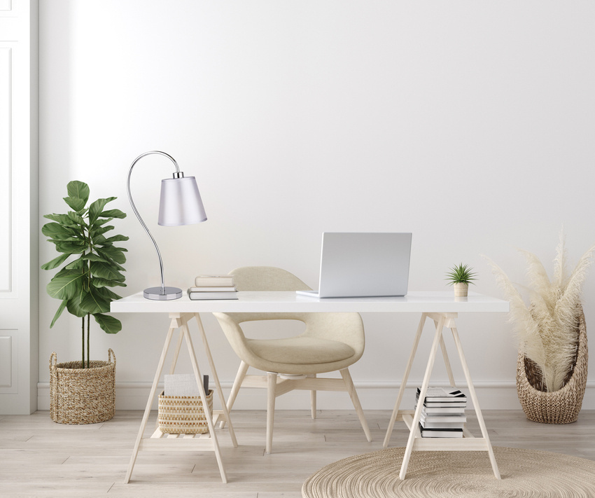 Srebrna lampka stołowa gabinetowa do biurka LUK chromowana abażurowa